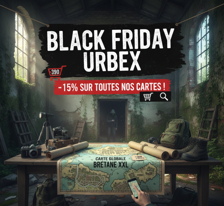Black Friday à sur les cartes urbex. -15% sur tout le site.